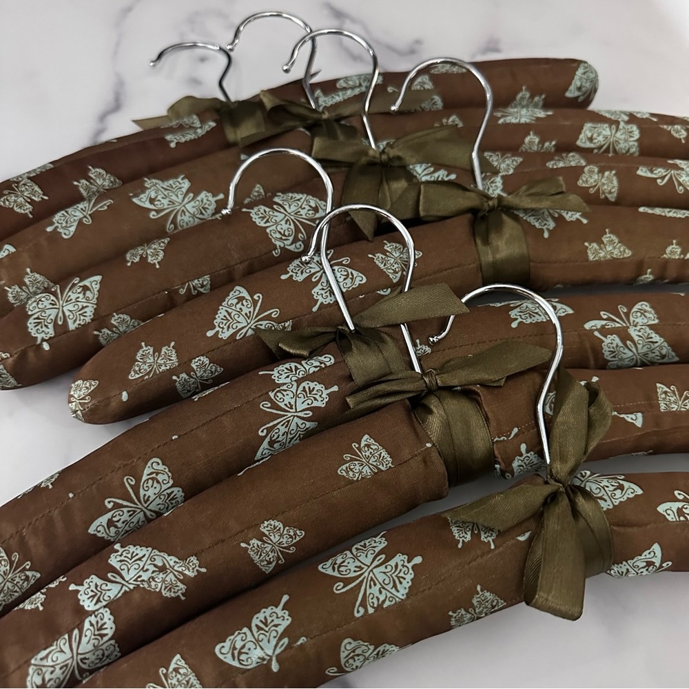 Cushioned Brown Satin Hangers